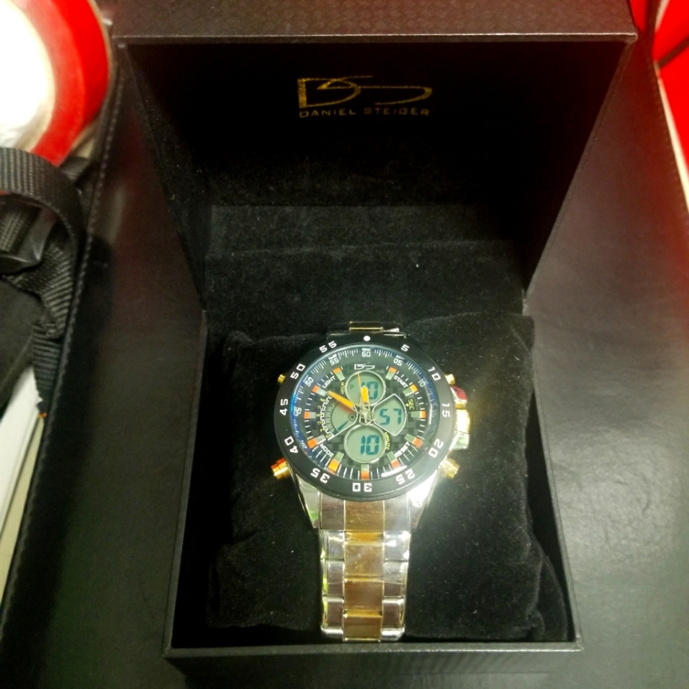 Brand New Daniel Steiger 9117 TM Lazer Blue Two Tone Analog Digital Watch